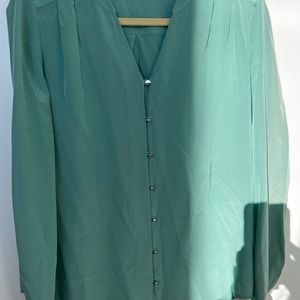 Antonio Melani Silk Long Sleeve  V Neck Button Front